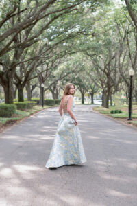 A Lake Mary Senior in her prom dress with a Lake Mary senior photographer, Khim Higgins.