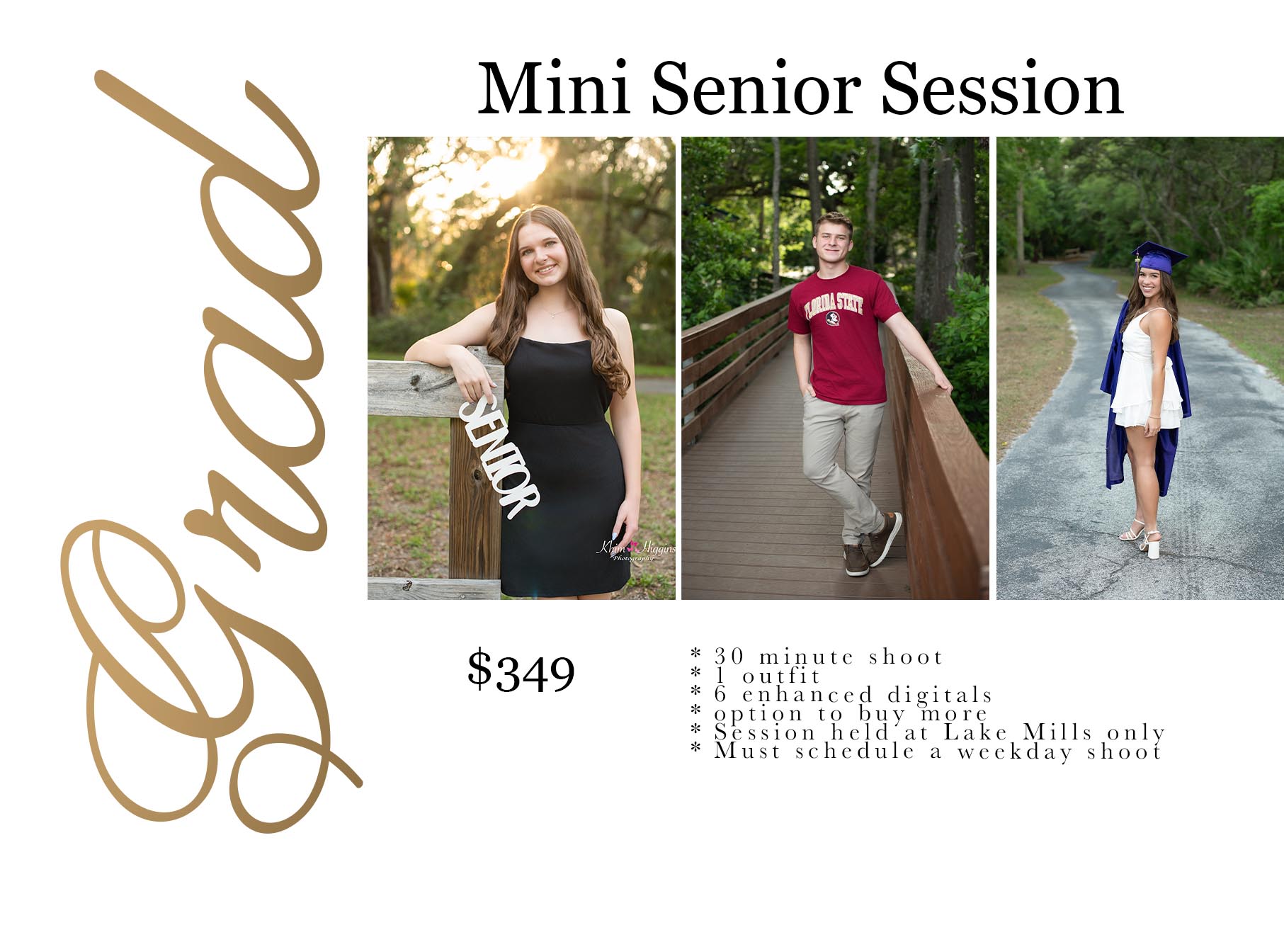 A brochure with mini senior session info