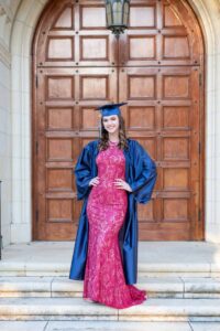 Senior in cap and gown at Rollins College graduation portrait