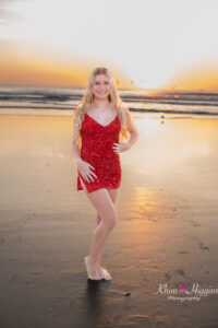 Senior girl posing on the beach at sunrise, Orlando senior beach session