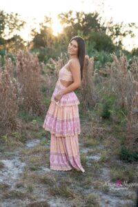 Oviedo senior photography – flowing dress with sunset glow