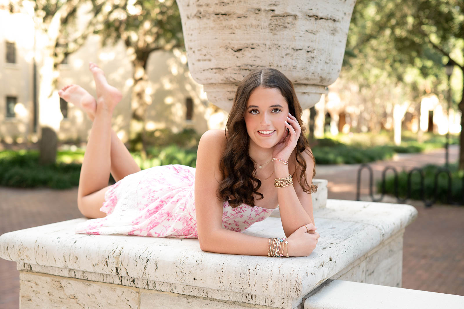 Oviedo senior girl portrait taken outdoors during golden hour with soft natural light