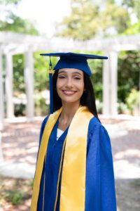 Orlando senior girl wearing her cap and gown.